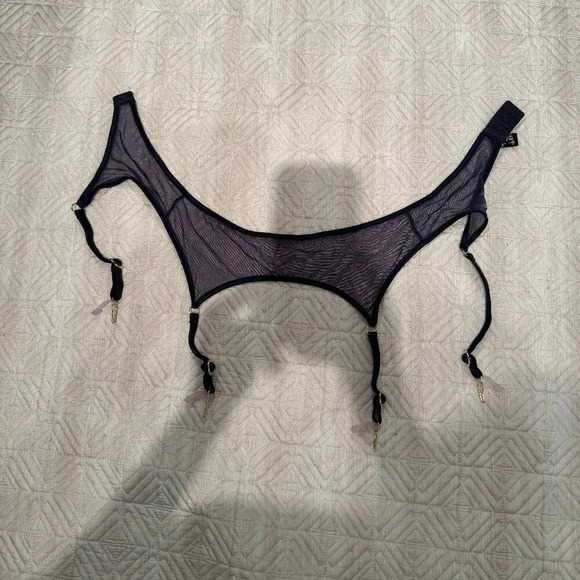 NEW Navy Blue Rosemary Mesh Suspender, Marie Mur,  S - Picture 1 of 4